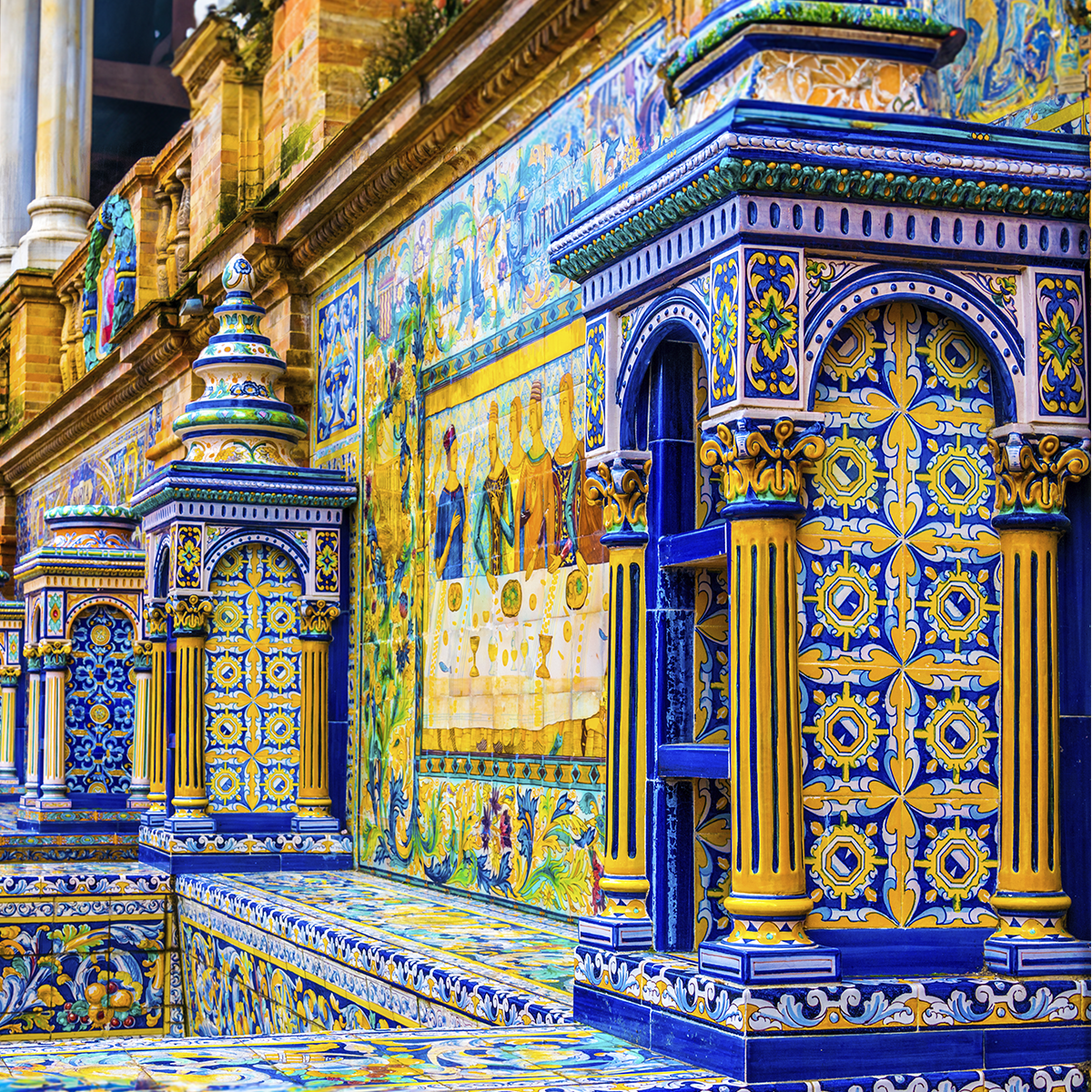 Cuadro Decorativo Azulejos de la Plaza España. Sevilla España.