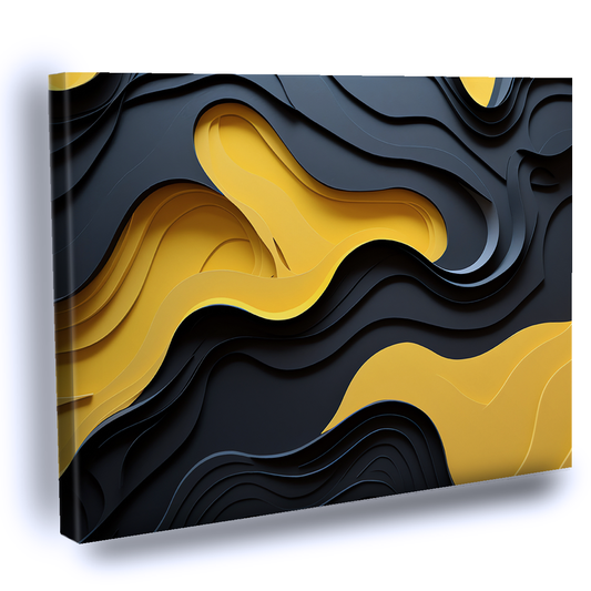 Cuadro Decorativo Abstracto negro y amarillo