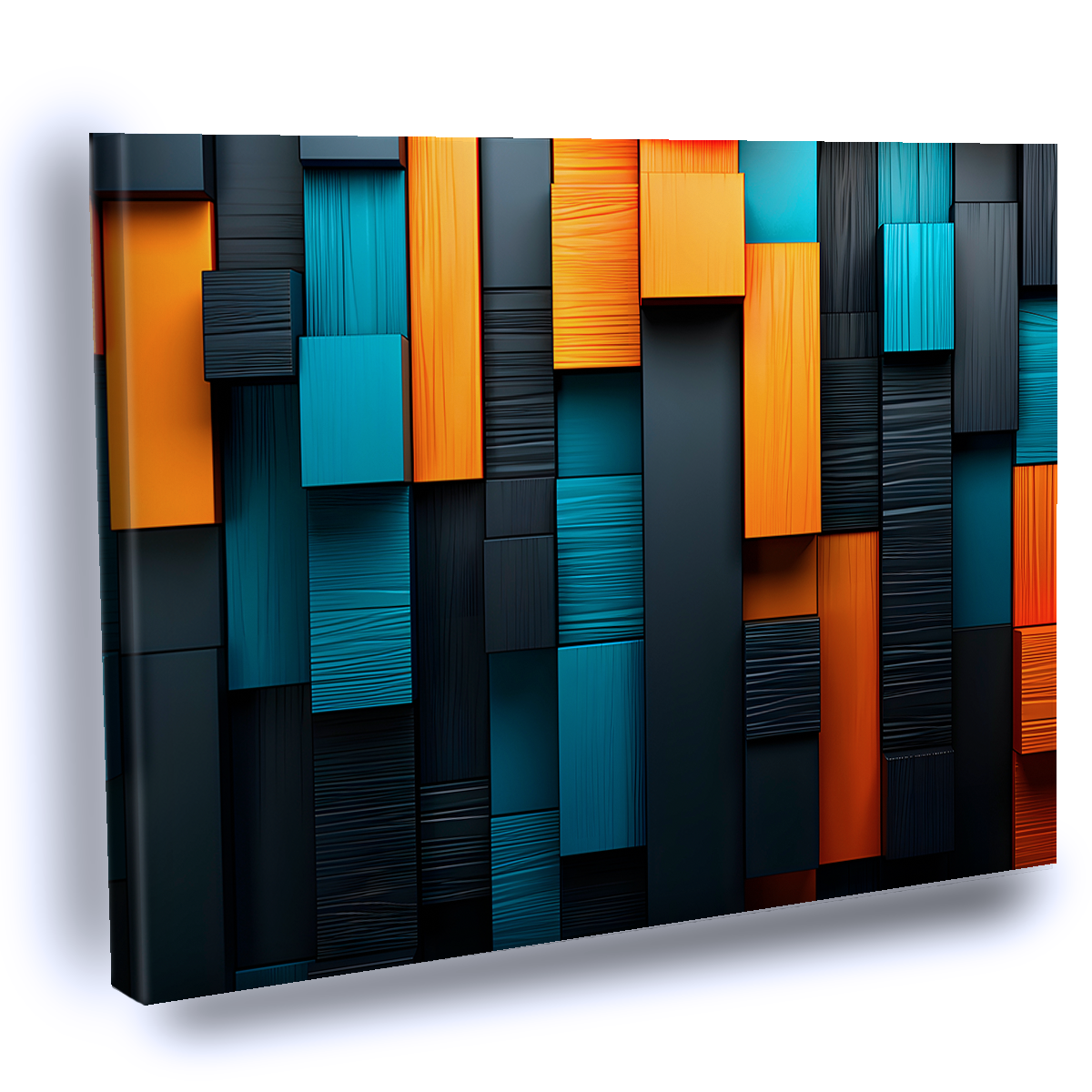 Cuadro Decorativo Abstracto colores negro, naranja y verde