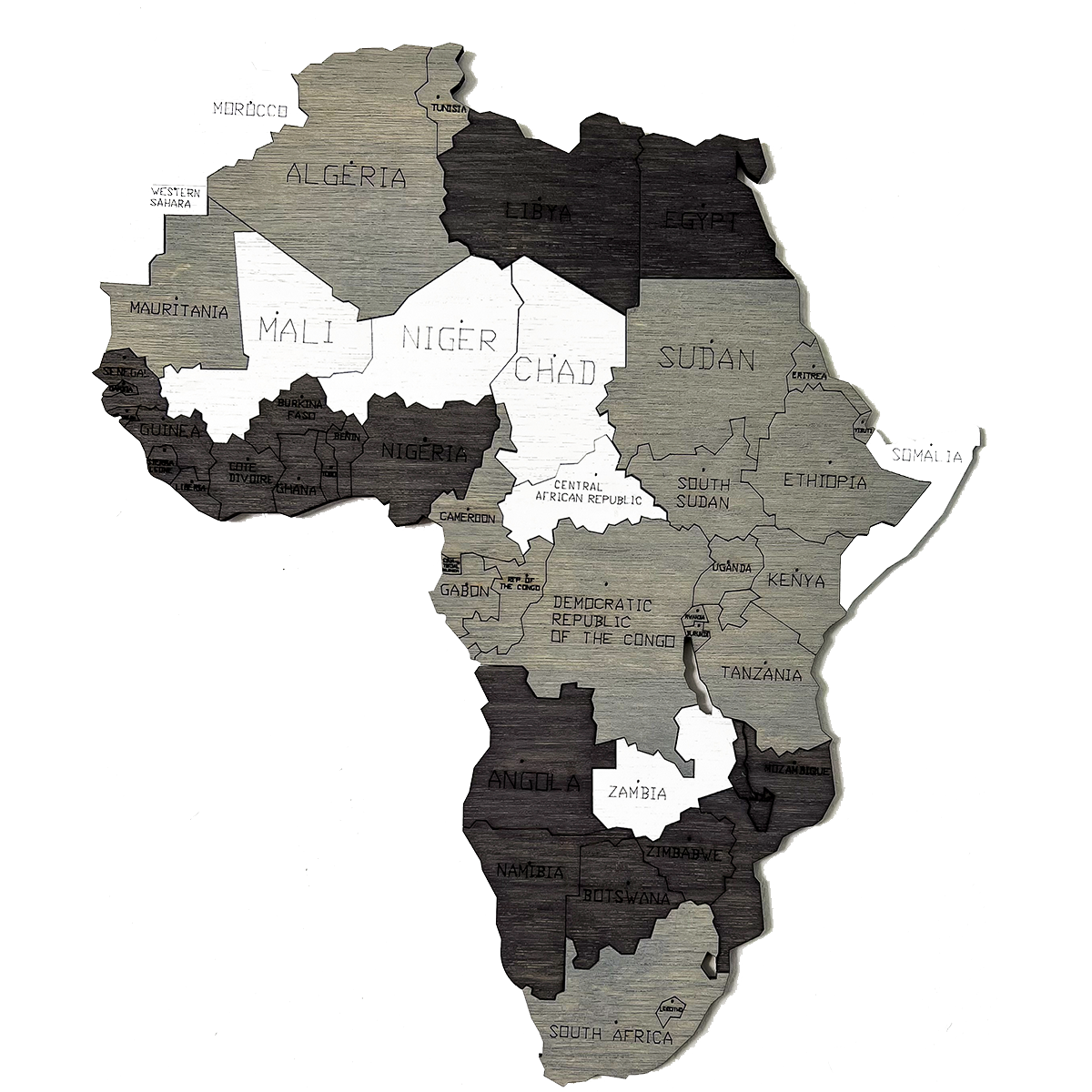 Mapa De Madera Multicolor Estilo Skandi