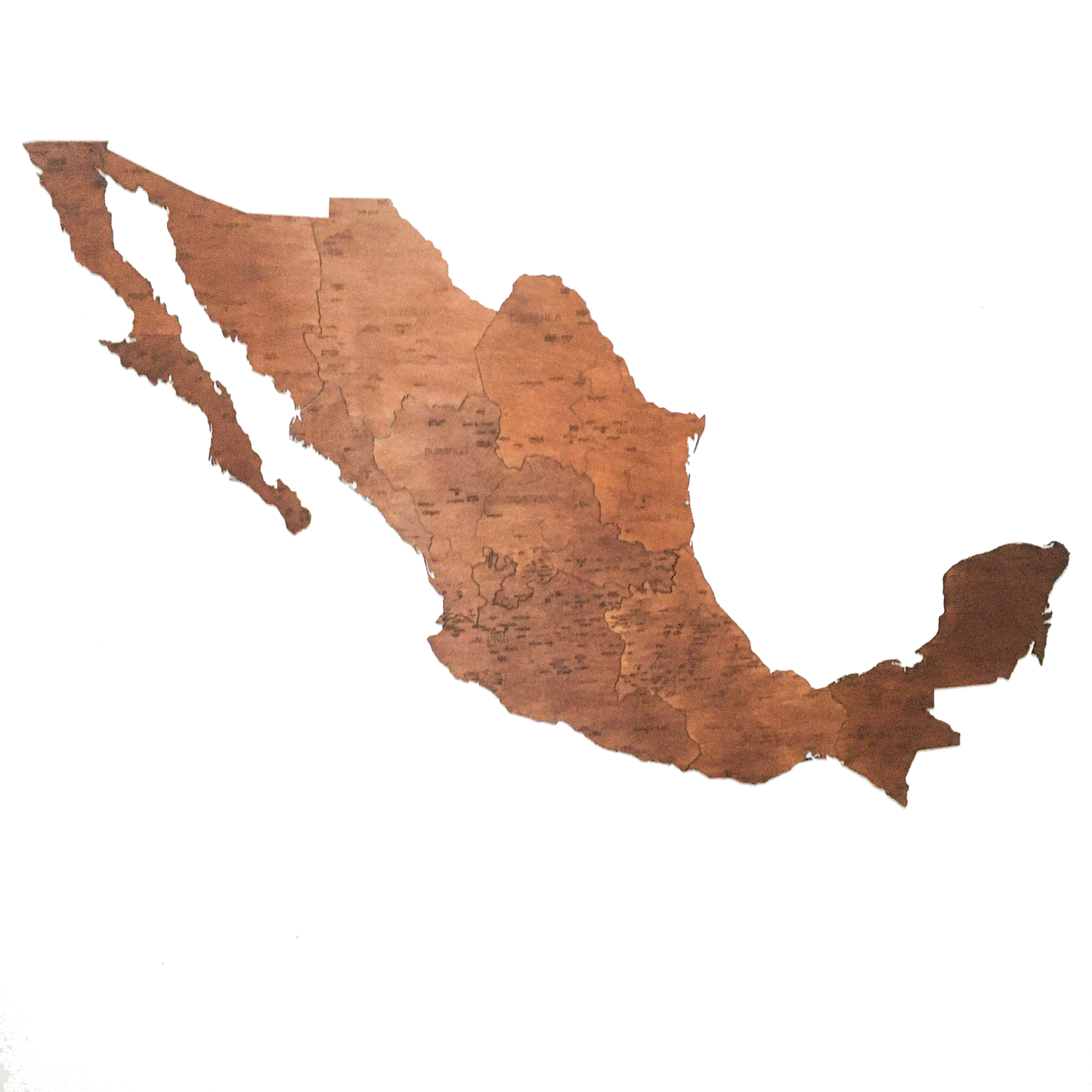 Mapa De Madera de México Color Caoba