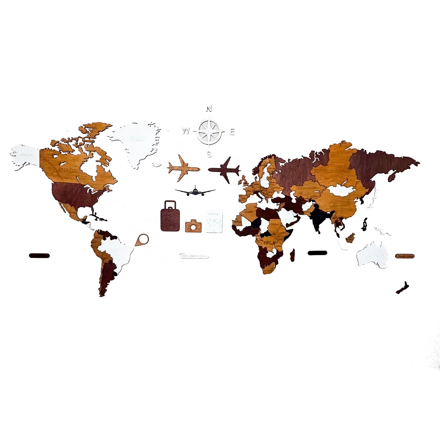 Mapa De Madera del mundo Multicolor Estilo Mediterráneo