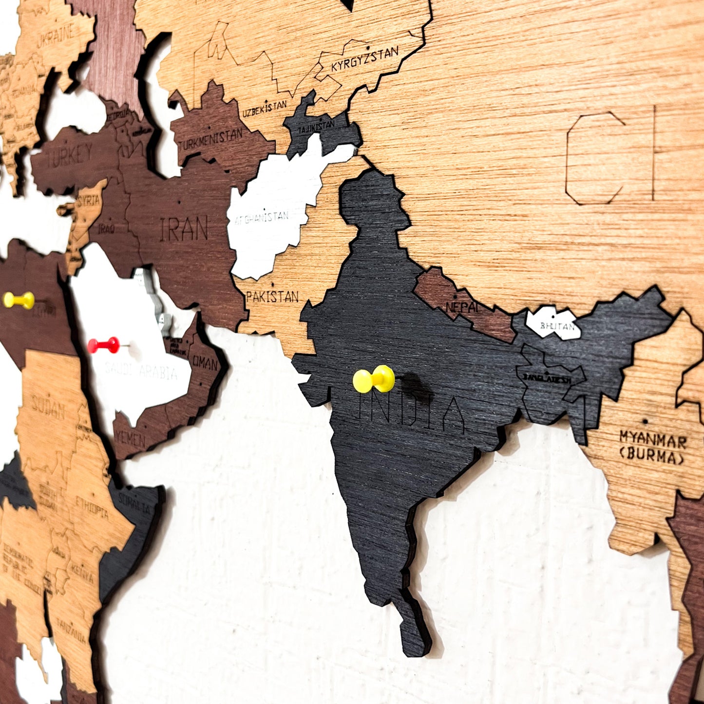 Mapa De Madera del mundo Multicolor Estilo Mediterráneo