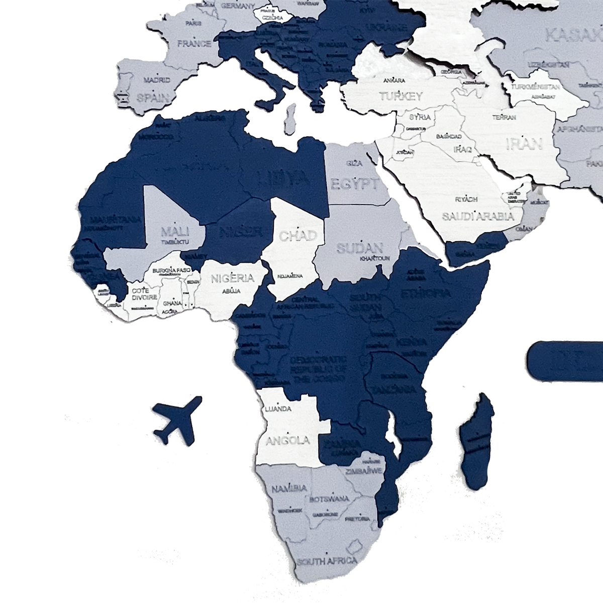 Mapa De Madera del mundo Multicolor Estilo Náutico Grande