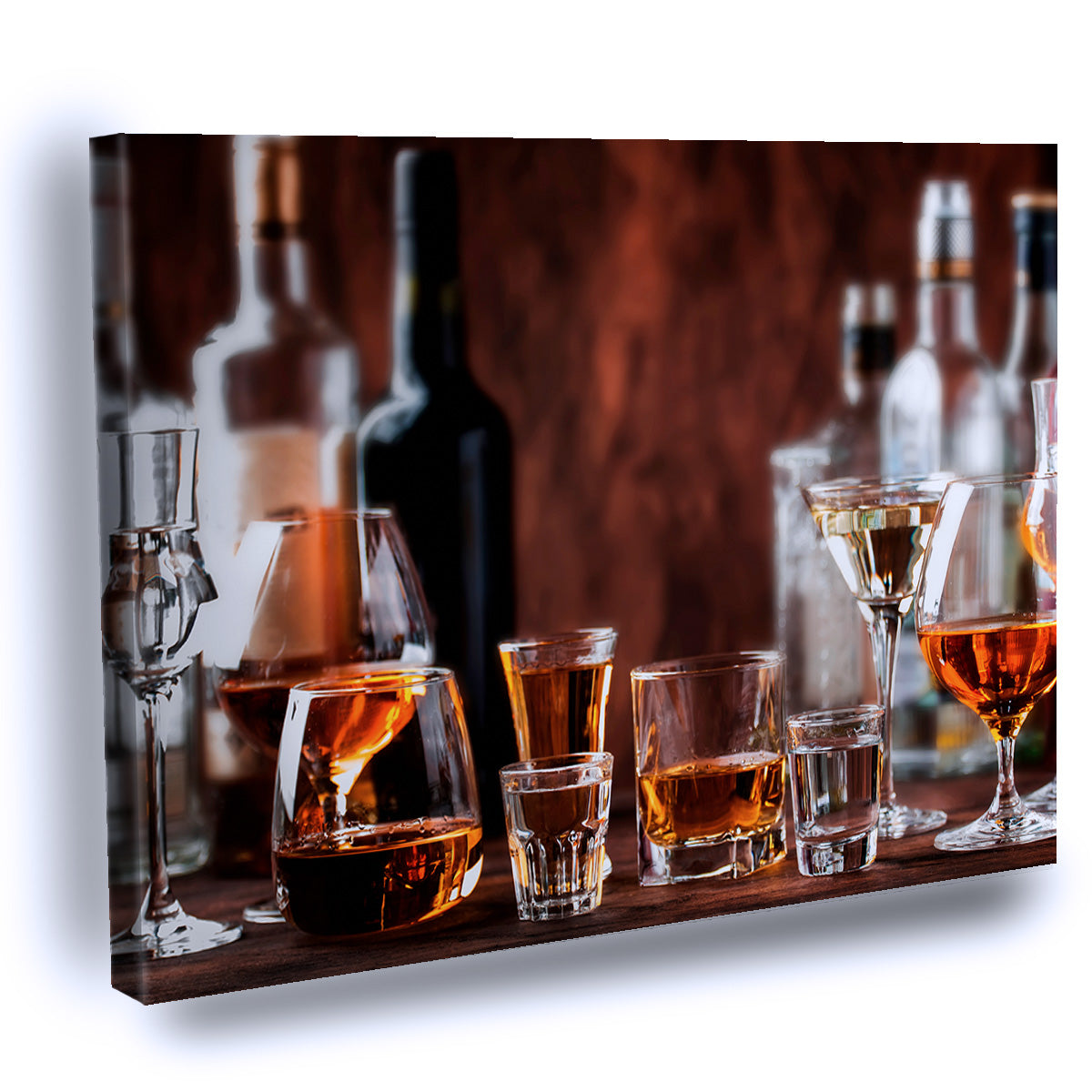 Cuadro Decorativo de vodka, coñac, tequila, brandy y whisky, grappa, licor, vermú, tintura, ron.