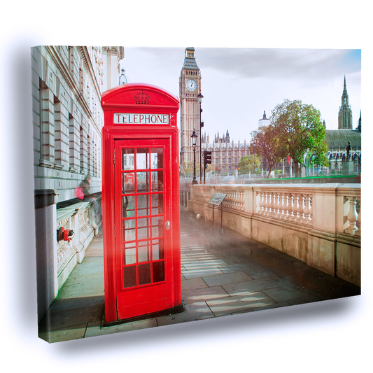 Cuadro Decorativo Big Ben y cabina de teléfono roja en Londres