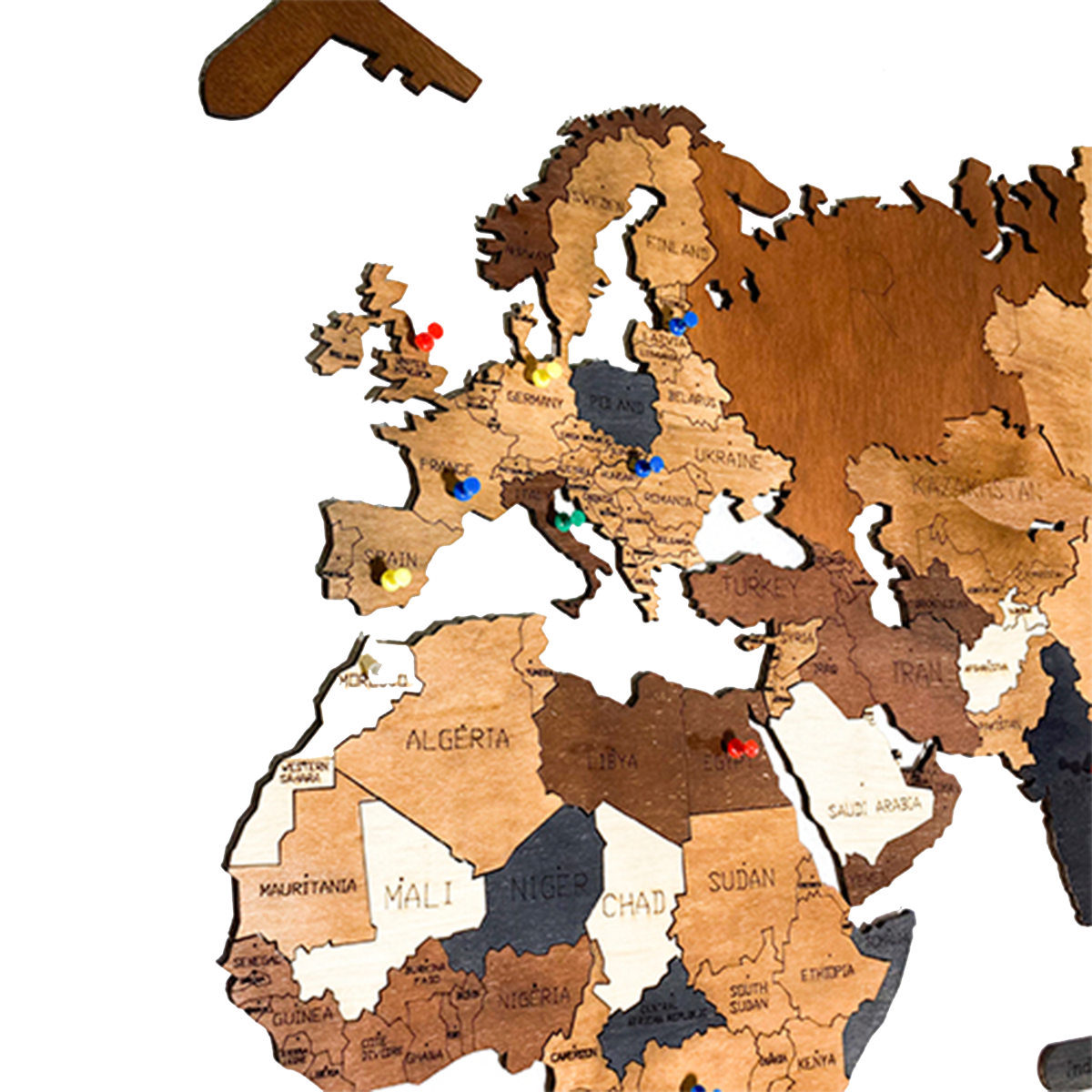 Mapa De Madera del mundo Multicolor Estilo Mediterráneo