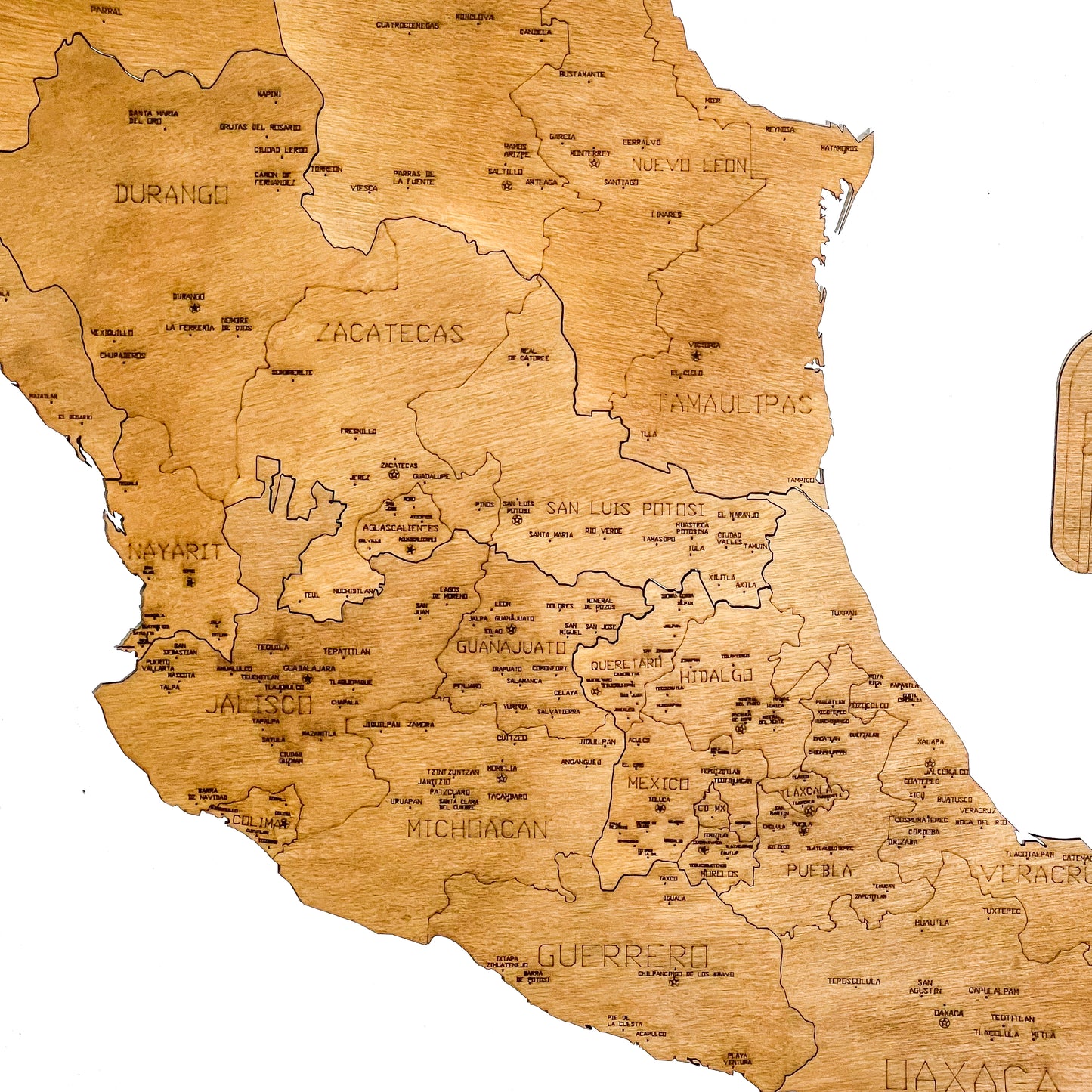 Mapa Decorativo de Madera México Color Roble – Estilo Natural y Calidez para tu Hogar