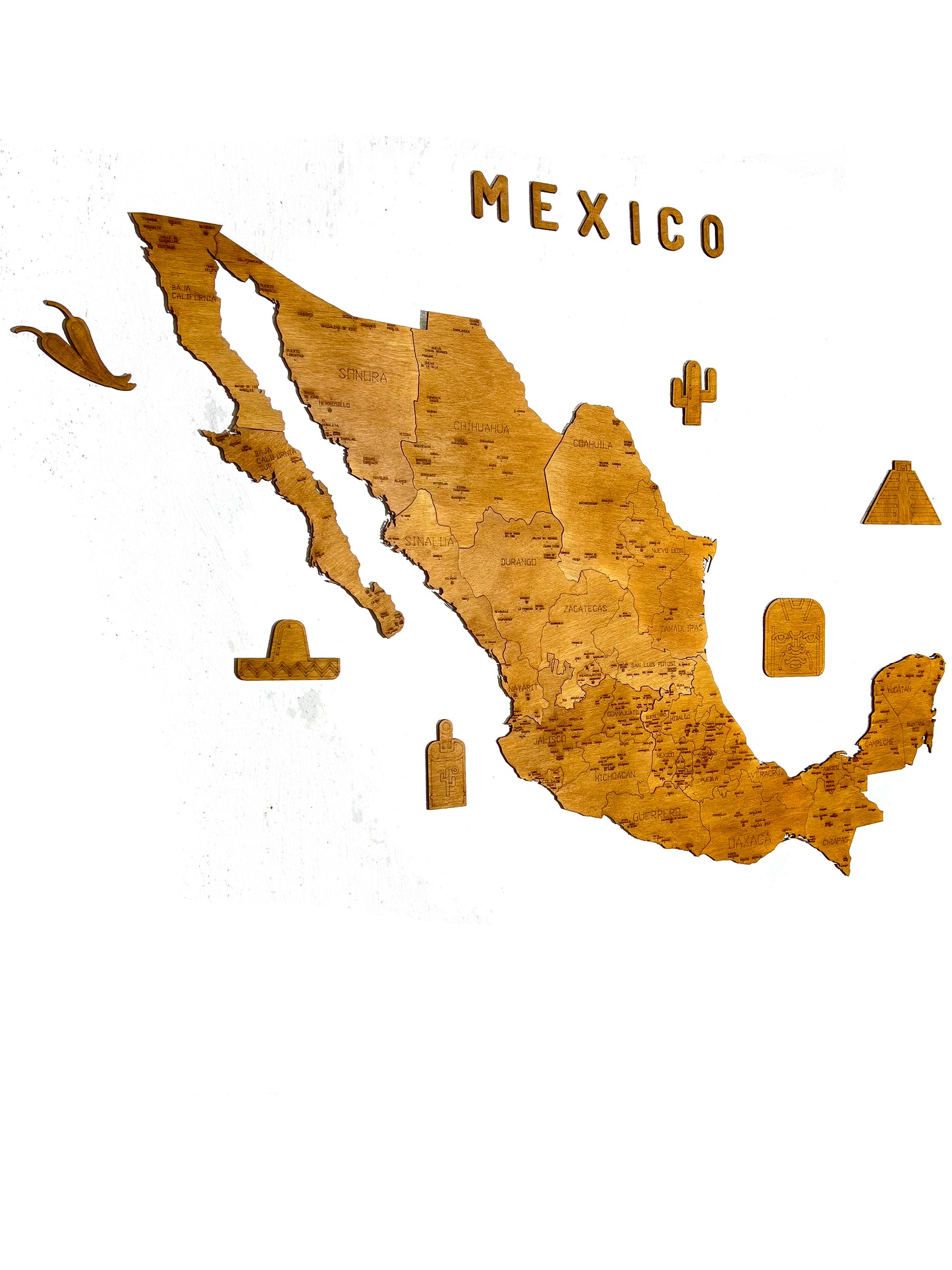Mapa Decorativo de Madera México Color Roble – Estilo Natural y Calidez para tu Hogar