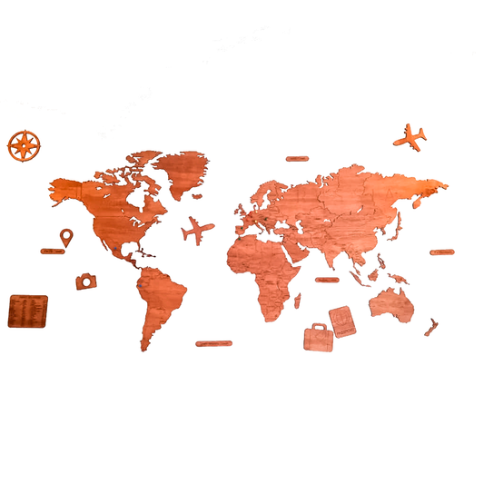 Mapa De Madera del mundo Color Roble