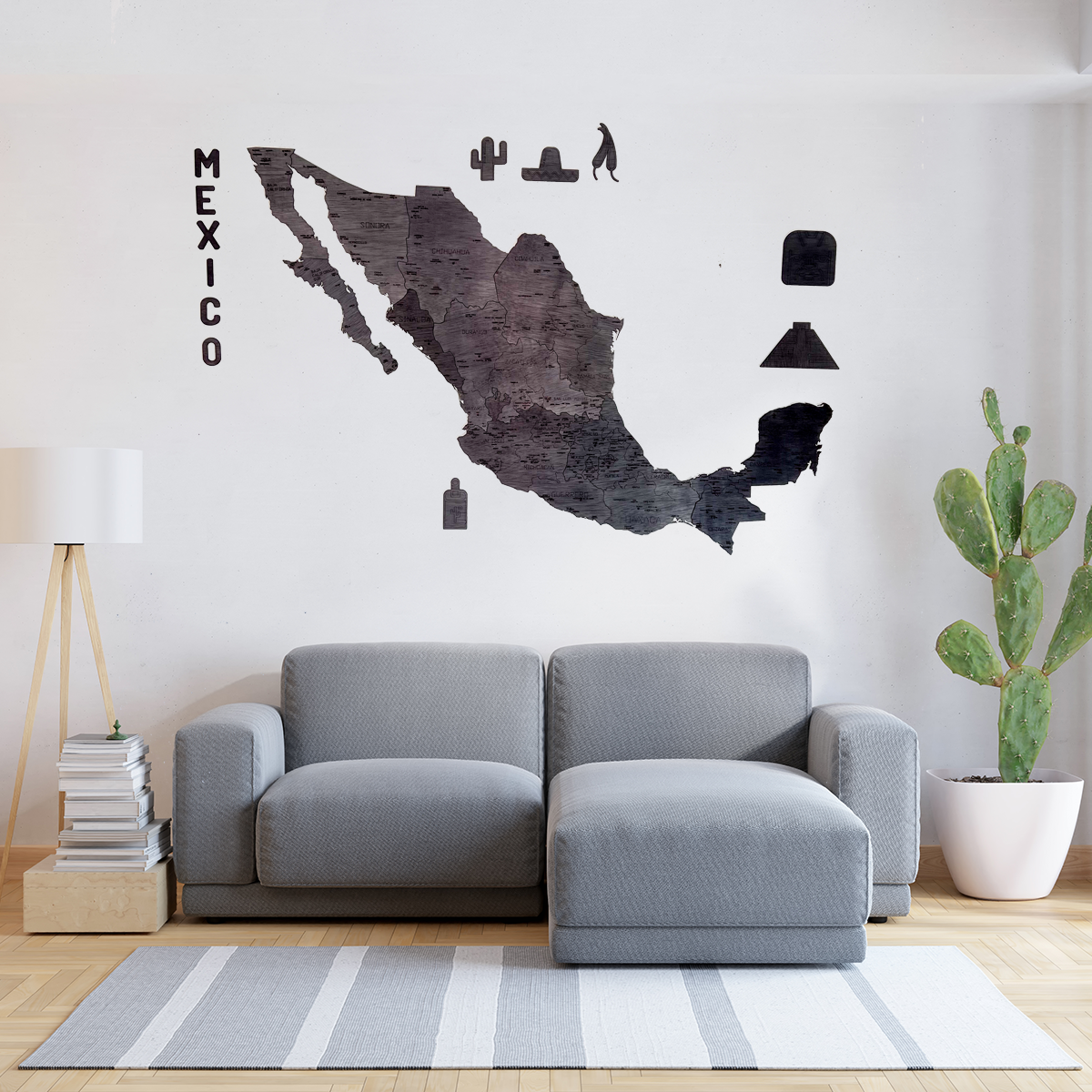 Mapa Decorativo de Madera México Color Negro – Elegancia y Cultura para tu Espacio