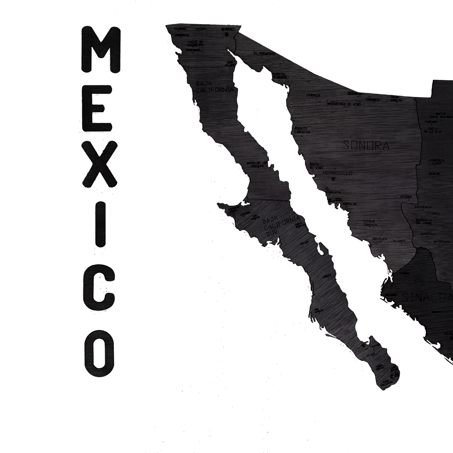 Mapa Decorativo de Madera México Color Negro – Elegancia y Cultura para tu Espacio