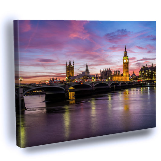 Cuadro Decorativo del Parlamento, Big Ben y Westminster al atardecer