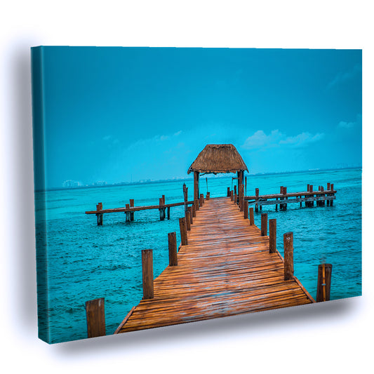 Cuadro Decorativo de Muelle Caribeño sobre Aguas Turquesa